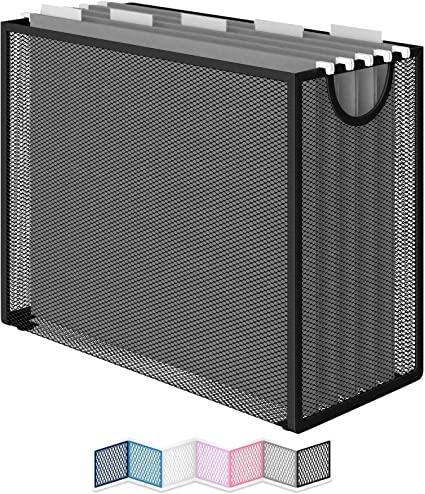 Photo 1 of Hanging File Organizer. Heavy Duty Letter-Size Desktop File Holder Box for Filing Folder Storage. Includes 5 Hanging Folders. (Black)
