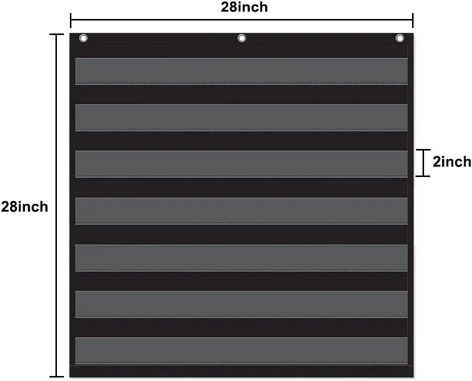 Photo 1 of Godery Black Standard Pocket Chart for Classroom or Homeschool Teaching Supplies 7 Pocket Chart (Black)
