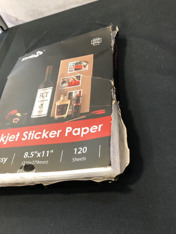 Photo 4 of Koala Printable Glossy Sticker Label Paper 120 Sheets 8.5x11 Inches Full Sheet for Inkjet Printer
 --- PACKAGING IS DAMAGED ---