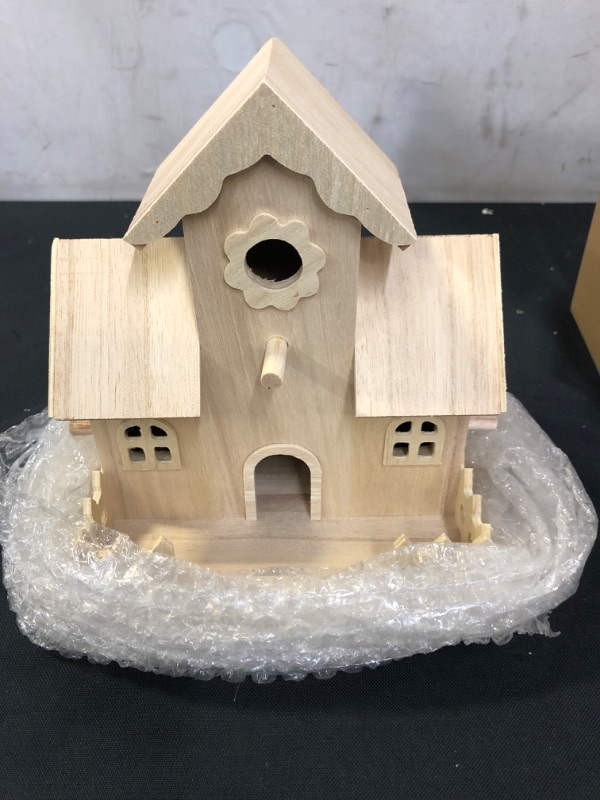 Photo 2 of Balacoo Wooden Bird House Bird Nest Unfinished Unpainted Wood Birdhouse Hanging Sleeping Nest Indoor Outdoor Bird House Garden Bird Bed for Squirrel Hummingbird Bluebird Parrot Sparrow Bird
