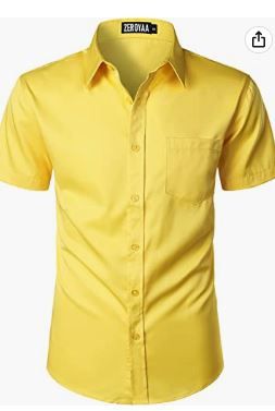 Photo 1 of ZEROYAA Men's Casual Urban Stylish Slim Fit Short Sleeve Button Up Dress Shirt with Pocket SIZE XL 
