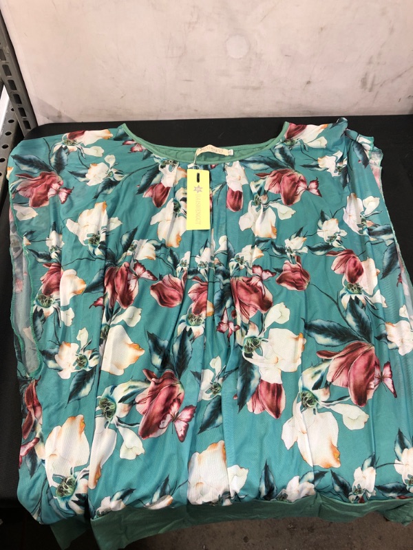 Photo 1 of BAISHENGGT Women's Printed Flouncing Flared Short Sleeve Mesh Blouse Top
SIZE 2XL 