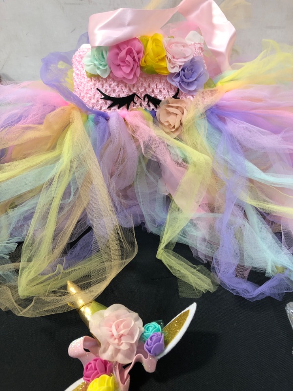 Photo 2 of HJTT Pastel Unicorn Tutu Dress for Girls Kids Birthday Party Unicorn Costume Outfit