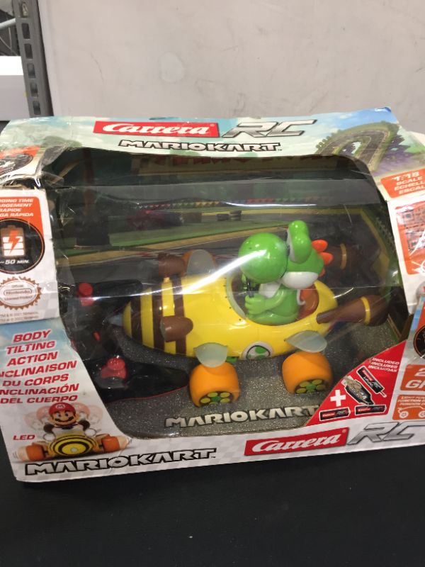 Photo 3 of Carrera 181065 RC Official Licensed Mario Kart Bumble V Yoshi 1:18 Scale 2.4 GHz Remote Radio Control Car with Rechargeable LiFePO4 Battery - Kids Toys Boys/Girls