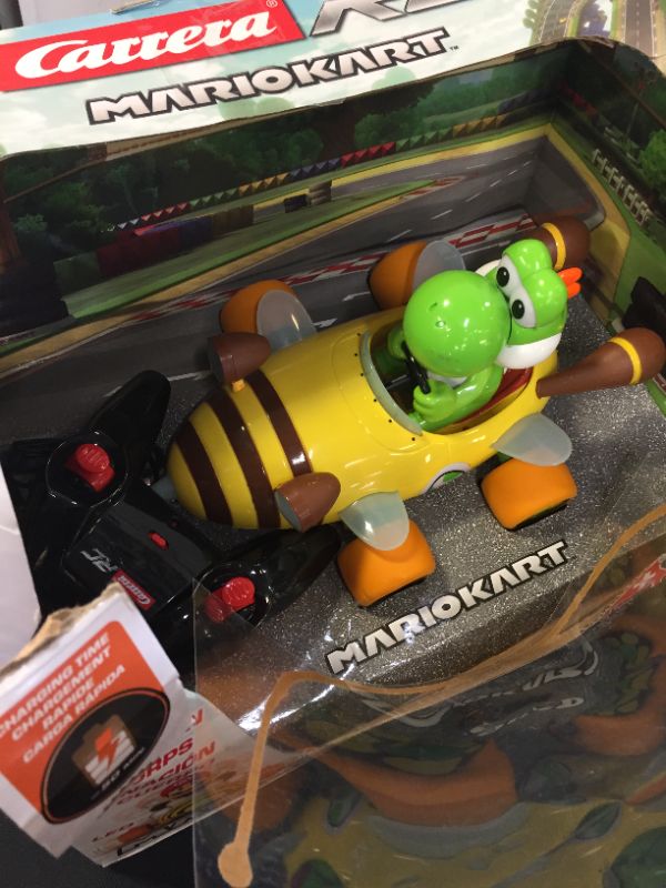 Photo 2 of Carrera 181065 RC Official Licensed Mario Kart Bumble V Yoshi 1:18 Scale 2.4 GHz Remote Radio Control Car with Rechargeable LiFePO4 Battery - Kids Toys Boys/Girls