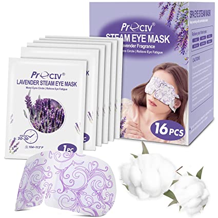 Photo 1 of 16 Packs Eye Masks for Dark Circles and Puffiness Disposable Soothing Headache Relief Dry Eyes, Stress Relief Relief Eye Fatigue Steam Eye Masks (Lavender)