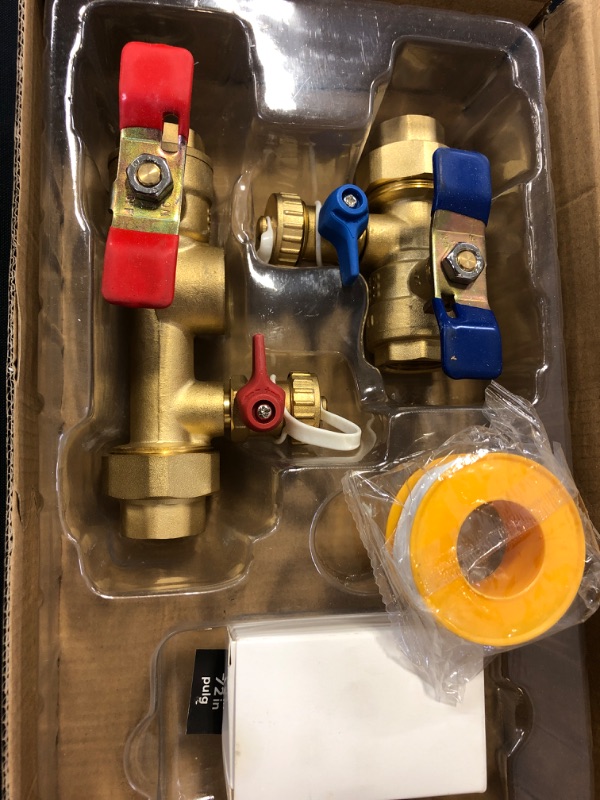 Photo 2 of 3/4 Inch IPS Isolator Tankless Water Heater Service Valve Kit with Pressure Relief Valve, Clean Brass, 3/4 Inch Service Installation Valve for rheem,rinai,ecosmart,navien,noritz,takagi,bosch