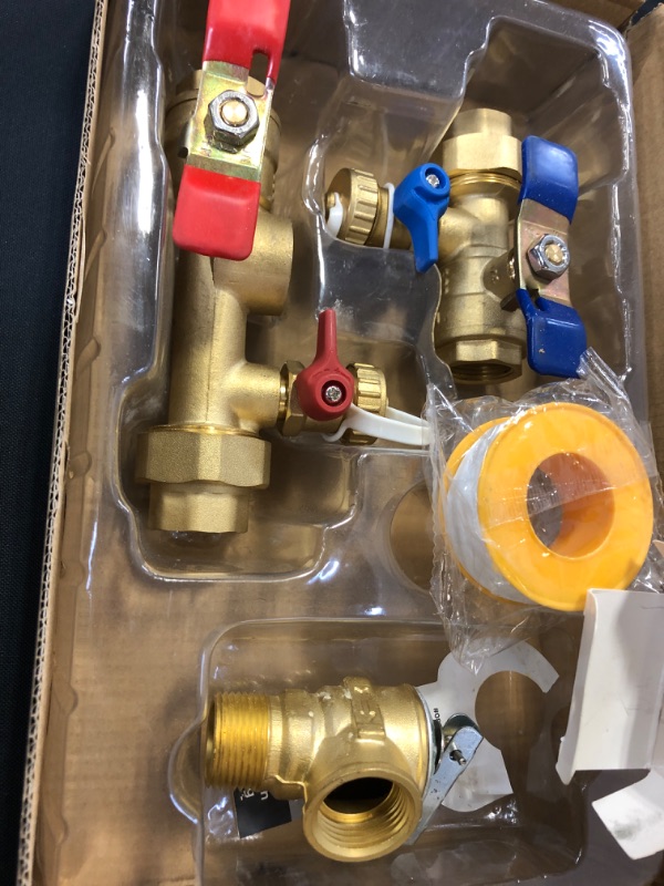 Photo 3 of 3/4 Inch IPS Isolator Tankless Water Heater Service Valve Kit with Pressure Relief Valve, Clean Brass, 3/4 Inch Service Installation Valve for rheem,rinai,ecosmart,navien,noritz,takagi,bosch