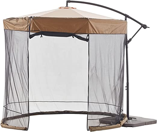 Photo 1 of BLUU Outdoor Patio Umbrella Mosquito Netting, 90D Polyester Mesh with Zipper Curtain and 6 Portable PVC Tubes at Base, Fits 7.5 FT - 10 FT Market umbrellas and BLUU Banyan offset Umbrella
