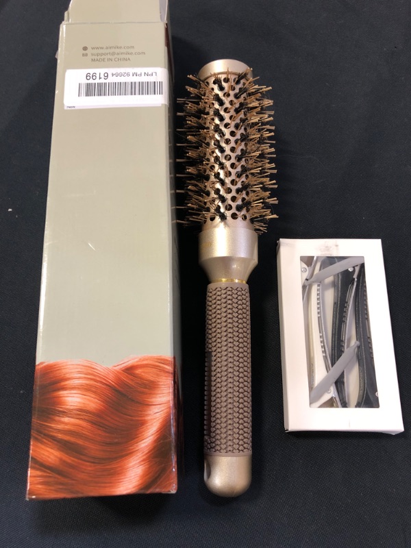 Photo 2 of 
AIMIKE Round Brush, Nano Thermal Ceramic & Ionic Tech Hair Brush, Small Round Barrel Brush with Boar Bristles for Blow Drying, Styling, Curling and Shine (2.4 inch, Barrel 1.3 inch) + 4 Free Clips