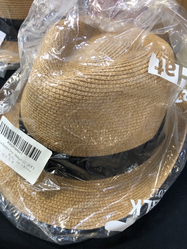 Photo 2 of FURTALK Fedora Straw Sun Hat for Men Women Foldable Roll Up Short Brim Trilby Hat Panama Beach Hat UPF 50+