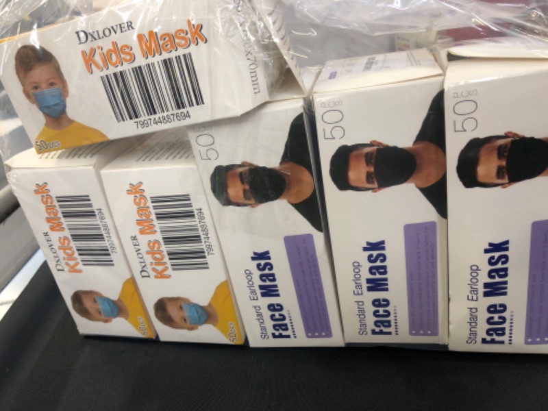 Photo 1 of 6 BOXES OF FACE MASK ADULTS AND KIDS (TOTAL OF 300 MASK)