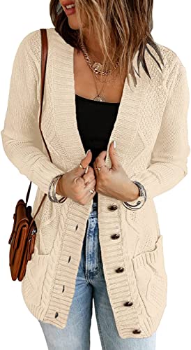 Photo 1 of GRAPENT Women's Open Front Cable Knit Casual Sweater Cardigan Loose Outwear Coat SIZE M BROWN (2ND PHOTO)