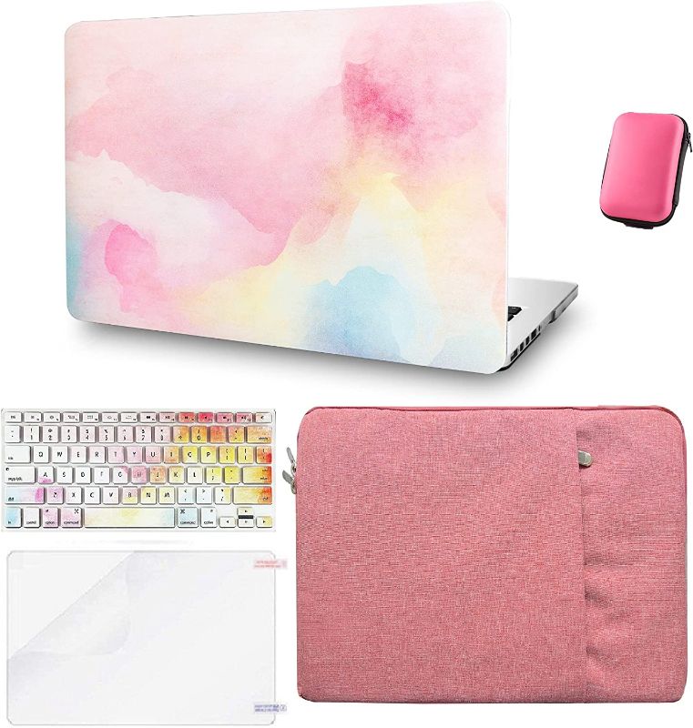 Photo 1 of KECC Compatible with MacBook Air 13 inch Case A1369/A1466 Plastic Hard Shell + Keyboard Cover + Sleeve + Screen Protector + Charging Bag (Rainbow Mist)