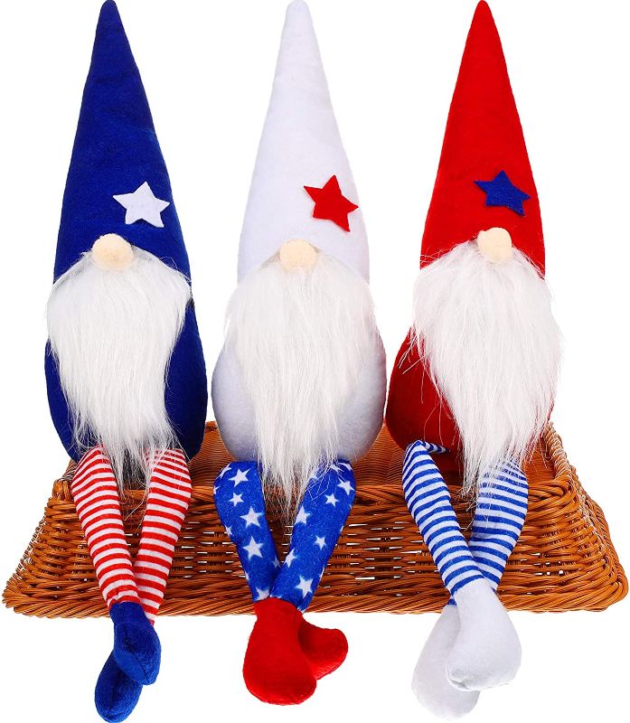 Photo 1 of 3 Pieces Patriotic Gnome Veterans Day American Gnome Independence Day Gnome Decorations Gnome Plush Dolls Holidays Decorations Dwarf Dolls Patriotic Party Supplies Present Home Decoration