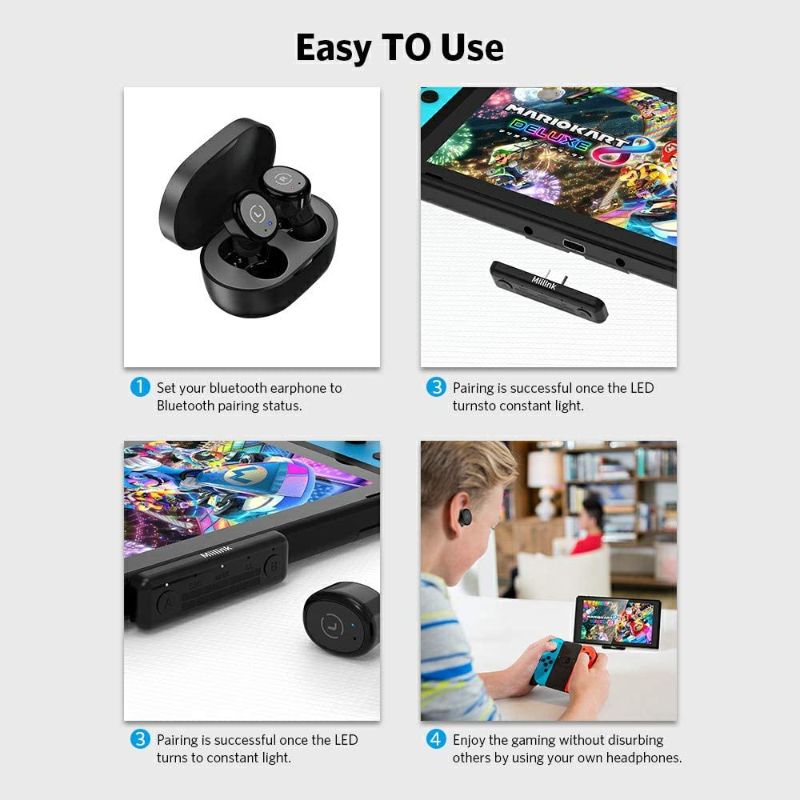 Photo 3 of 1Mii Mini Bluetooth Adapter for Nintendo Switch/PS5/PC, Bluetooth 5.0 Audio Transmitter, Dual Pairing with Low Latency for Bluetooth Headsets Speakers