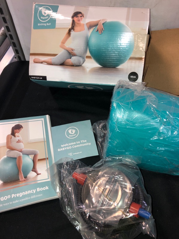 Photo 2 of BABYGO Birthing Ball - Pregnancy Yoga Labor & Exercise Ball & Book Set ; Trimester Targeting, Maternity Physio, Birth & Recovery Plan Included ; Anti Burst Eco Friendly Material + Pump ; 65cm 