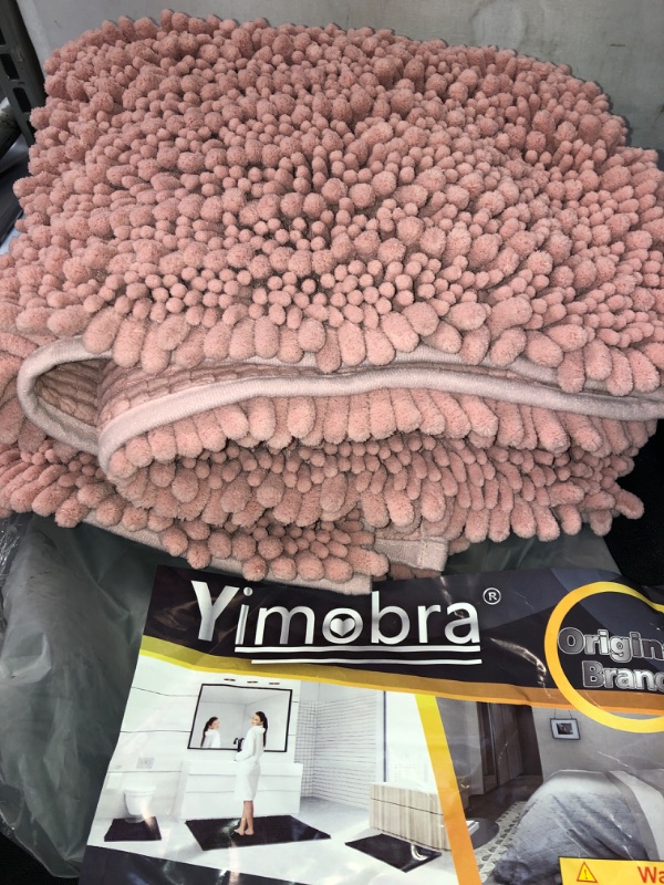 Photo 2 of Yimobra Original Luxury Chenille Bath Mat, 44.1 x 24 Inches, Soft Shaggy and Comfortable, Large Size, Super Absorbent and Thick, Non-Slip, Machine Washable, Light Pink