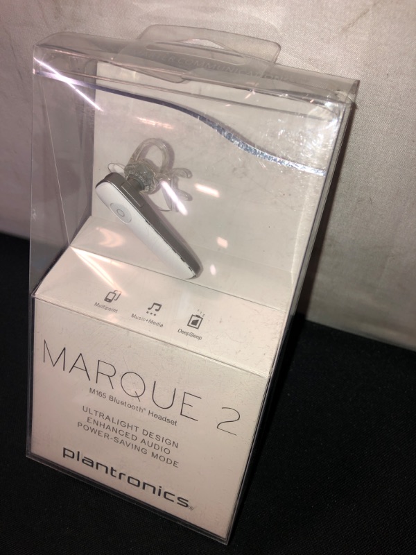 Photo 4 of Plantronics M165 Marque 2 Ultralight Bluetooth Headset Compatible with Smartphones - White