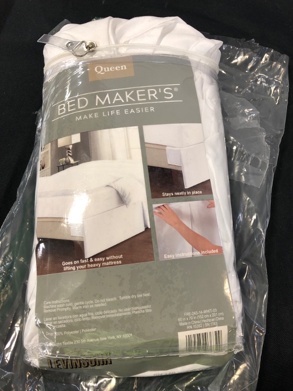 Photo 2 of Bed Maker's Tailored Wrap-Around Bedskirt Never Lift Your Mattress Classic 14” Drop Length Pleated Styling , SIZE QUEEN 