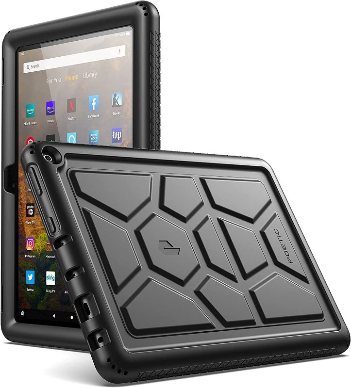 Photo 1 of Poetic TurtleSkin Heavy Duty Case for All-New Kindle Fire HD 10 (2021,11th Generation) and Fire HD 10 Plus Tablet, Rugged Shockproof Drop Protection Kids Friendly Silicone Cover Case, Black