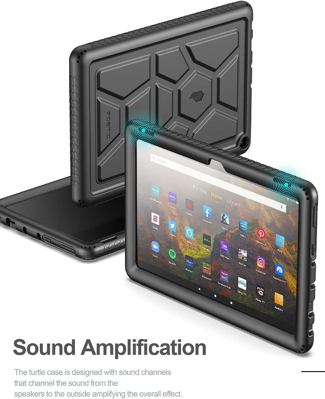 Photo 4 of Poetic TurtleSkin Heavy Duty Case for All-New Kindle Fire HD 10 (2021,11th Generation) and Fire HD 10 Plus Tablet, Rugged Shockproof Drop Protection Kids Friendly Silicone Cover Case, Black
