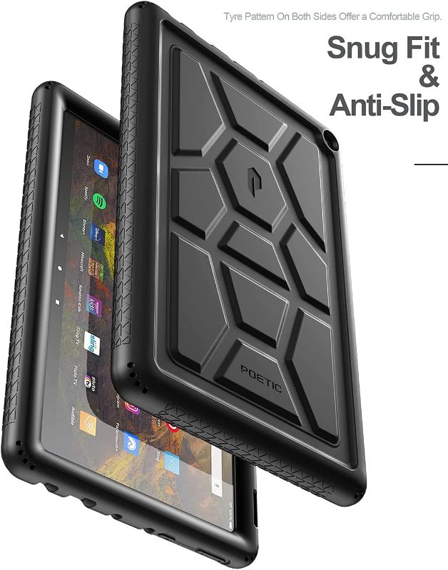 Photo 3 of Poetic TurtleSkin Heavy Duty Case for All-New Kindle Fire HD 10 (2021,11th Generation) and Fire HD 10 Plus Tablet, Rugged Shockproof Drop Protection Kids Friendly Silicone Cover Case, Black