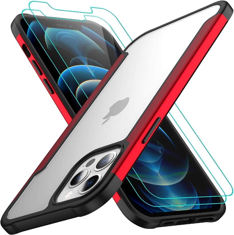 Photo 1 of CATiabax Compatible with iPhone 12 Pro Max Case (2020),[Airbag Series] with [2 x Screen Protector] [Military Grade] | 15Ft. Drop Tested [Scratch-Resistant] 6.7Inch- Red
