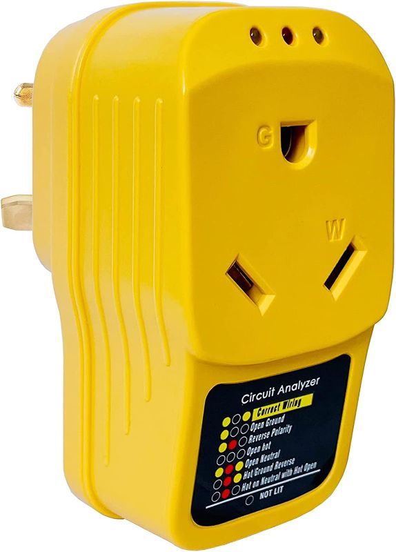 Photo 1 of EXCELFU RV Surge Protector 30 Amp, Adapter Circuit Analyzer with LED Indicator Light, 30 Amp Male to 30 Amp Female for RV Camper Trailer, Yellow
