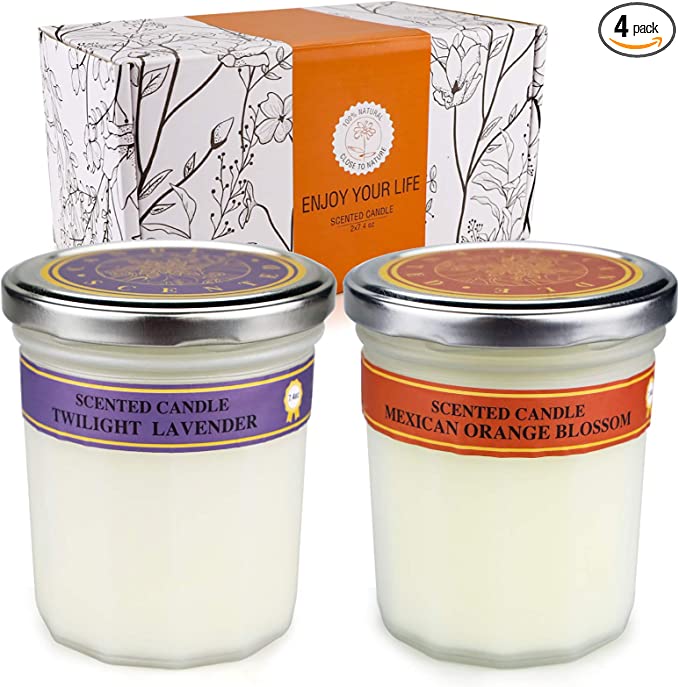 Photo 1 of Aromatherapy Jar Candles Valentines Day Gifts Set for Women, Scented Candles Premium Long Lasting Subtle Scent Soy Wax Holiday Candle on Xmas Festivals, Birthday, Party, 2 PCS, 7.4 oz
