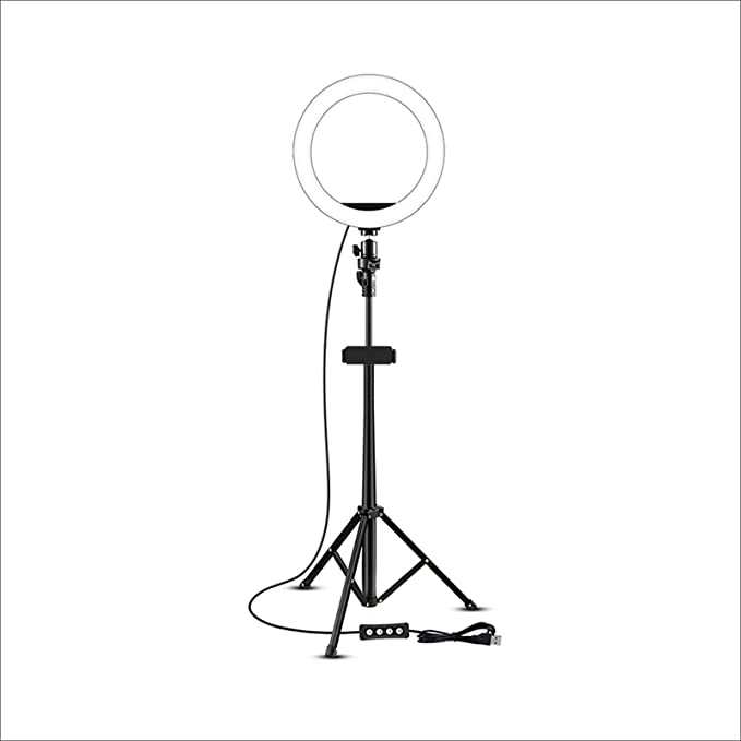 Photo 1 of MORITIA 10 Colors 3 Brightness Colorful 10" Selfie Ring Light with 63" Extendable Tripod Stand Flexible Phone Holder Stand for Live Stream/Makeup Recording Compatible with iPhone/Android
