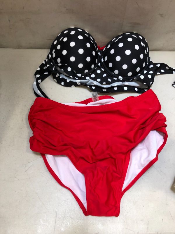 Photo 2 of Angerella Women Vintage Polka Dot High Waisted Bathing Suits Bikini Set XXL