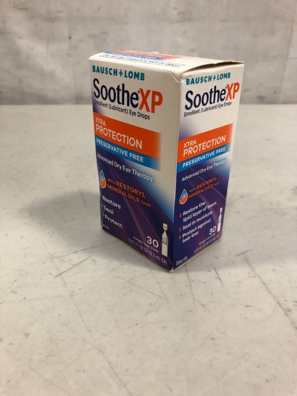 Photo 2 of Bausch + Lomb Soothe XP Xtra Protection Eye Drops Preservative Free - 30 ct  bb 6/2022