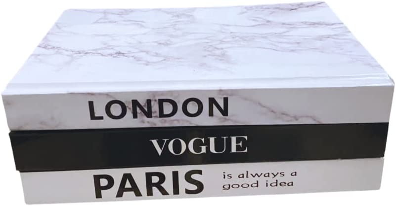 Photo 1 of 3 Piece Decorative Book, Black, White, and Gray Hardcover Modern Book, Fashion Design Book Set, Display for Coffee Tables,Shelves,Nightstand and More (Paris/London/Vogue)