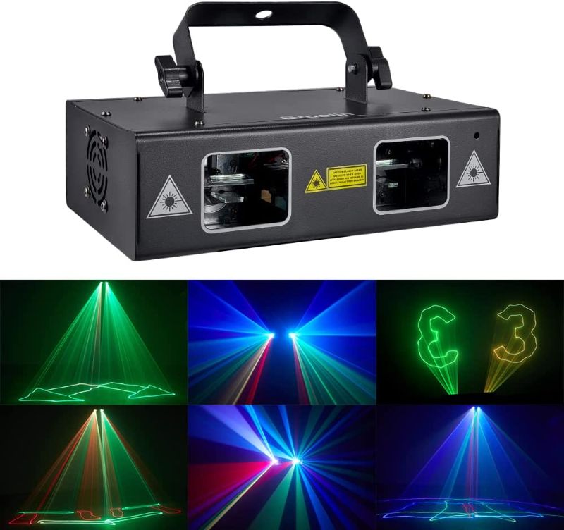 Photo 2 of DJ Lights Party Lights, Gruolin RGB Full Color Laser Stage Light Music Sound Activated & DMX Control Patterns Scan Lights, Perfect for Party Disco Bar Club Stage & DJ Lighting