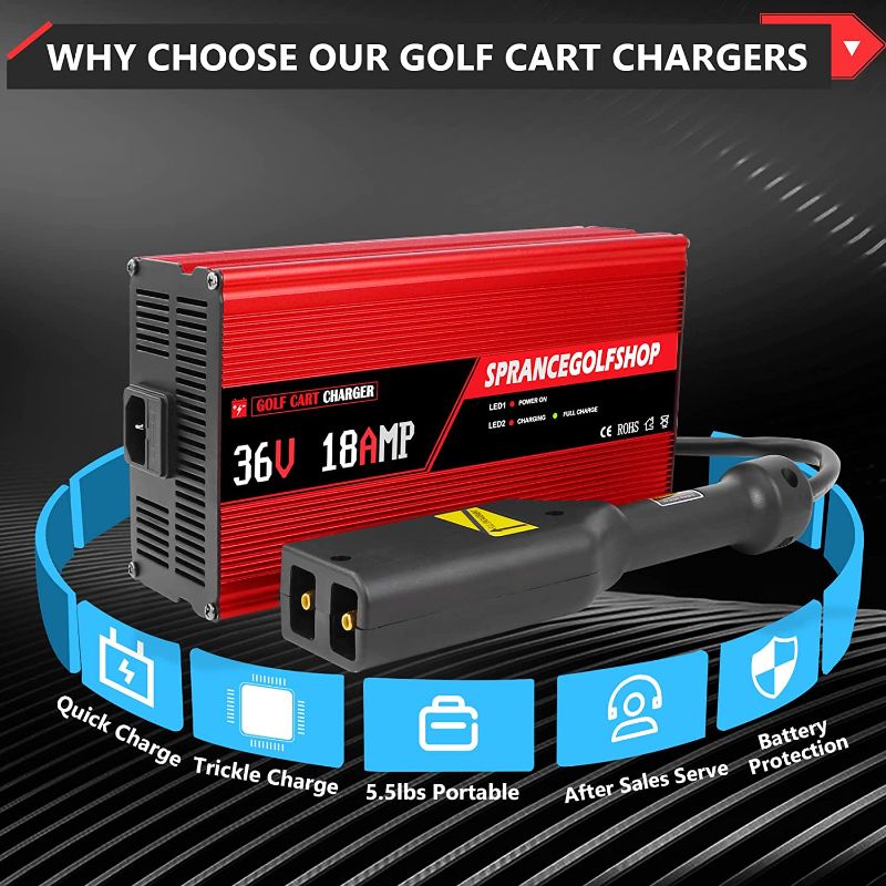 Photo 5 of 36 Volt Golf Cart Charger for EZGO,with Trickle Charge,Smart Portable Charger,5-8 Hours Full Charge,18 Amp Golf Cart Battery Charger