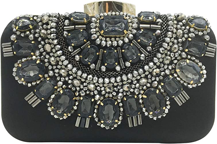 Photo 1 of Elegant Beaded Clutch Purses for Women Evening Bag Wedding Rhinestone Handbag