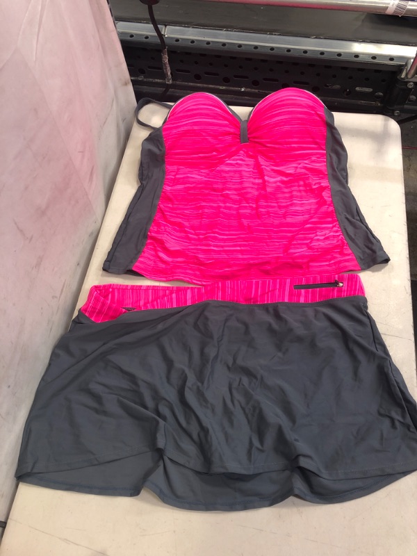 Photo 1 of AZOKOE Women 2 Piece Tankini Set Ruched Push Up Printed Bathing Suits Tummy Control Swimsuit Beachwear with Swim Skirt XXXL