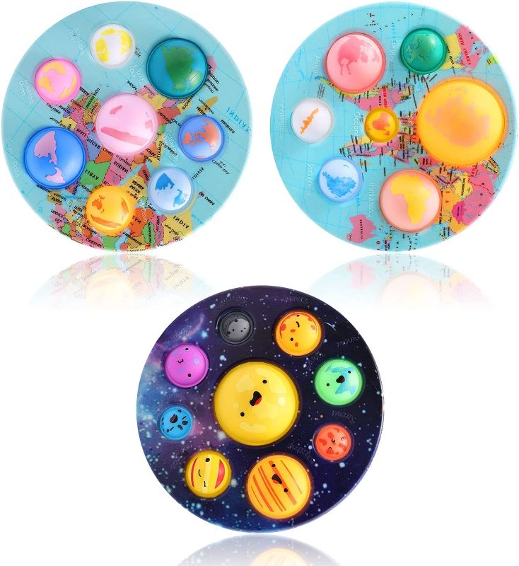 Photo 1 of Guorilyee Planet Bubble Fidget Toy, Earth Simple Dlmple Popper, Stress Relief and Anti-Anxiety Toys, Seven Continents Eight Oceans Shape Squeeze Sensory Toy for Geography Education Multicolor OneSize
