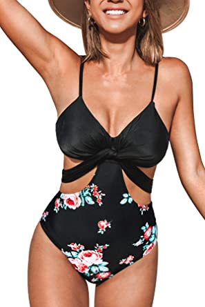 Photo 1 of CUPSHE Women's One Piece Swimsuit Floral Print Tie V Neck Bathing Suit
LARGE