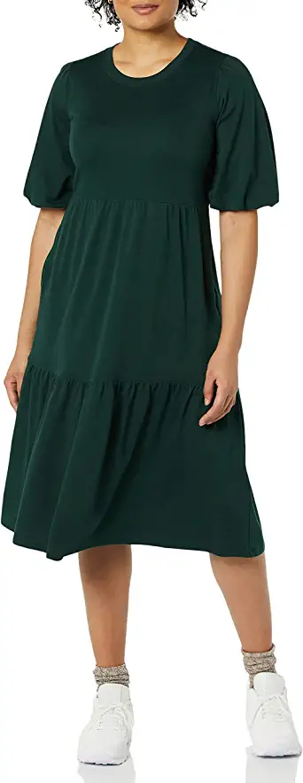 Photo 1 of Amazon Aware Women's Fit and Flare Dress DARK GREEN MEDIUM