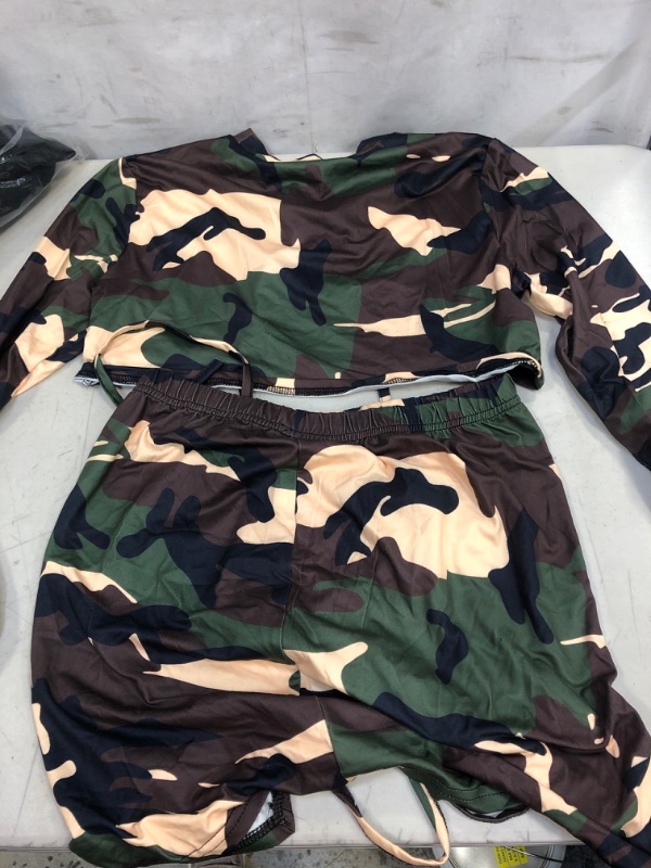 Photo 1 of Camo Long Sleeve Crop Top & Skirt, Size S/M