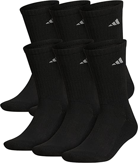 Photo 1 of adidas mens Athletic Cushioned Crew Socks (6-pair), SIZE 12-15