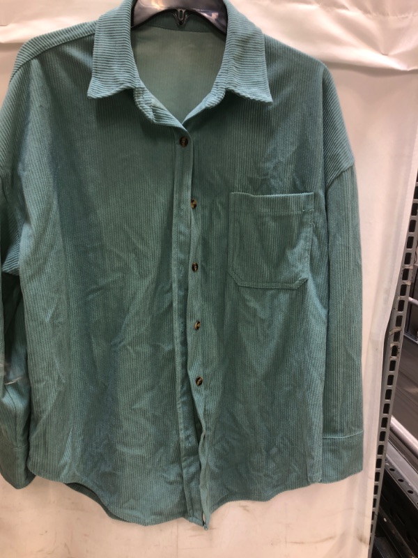 Photo 2 of Astylish Women Corduroy Shirts Casual Long Sleeve Button Down Blouses Top, SIZE UNKNOWN LOOKS LIKE  LARGE 