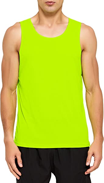 Photo 1 of DEMOZU Men's Neon Running Athletic Tank Top Swim Beach Pool Tank Top Quick Dry Marathon Swimming Workout Gym Tank Top, SIZE M 