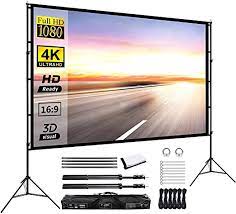 Photo 1 of Krossgain Movies Screen 150 inch Portable Projector Screens Anti-Crease 16:9 4K HD Projection Screen for Home Theater Film Indoor Outdoor Use