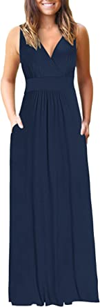 Photo 1 of AUSELILY Women's Summer Sleeveless Loose Maxi Dress Casual Long Dress with Pockets, SIZE L