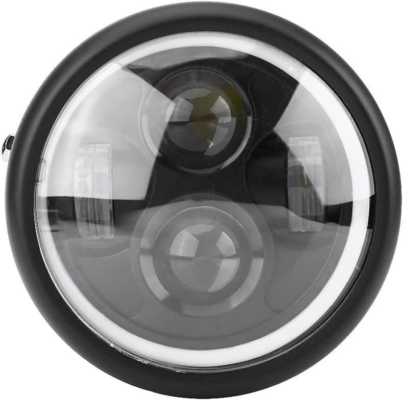 Photo 1 of 6.5" Round Motorcycle LED Headlight Head Lamp, 12V Motorcycle Headlight Lamp Bulb Projector, Round LED with White Halo Angel Eye
