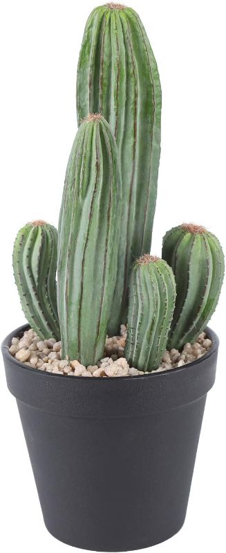 Photo 1 of Artificial Saguaro Cactus Faux Plants 11 Inch with Black Pot for Home Office Store
