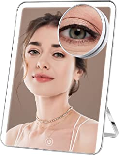 Photo 1 of Travel Mirror Lighted Makeup Vanity Mirror with 1X/10X Magnification 3Color Lights 1500mAh Rechargeable Battery, Large Foldable and Portable Mirror for Traveling